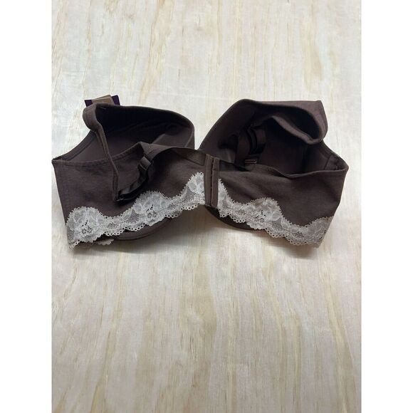 Cacique 46D Cotton Lace-trim Full Coverage Bra Brown New! Underwire - Picture 3 of 7